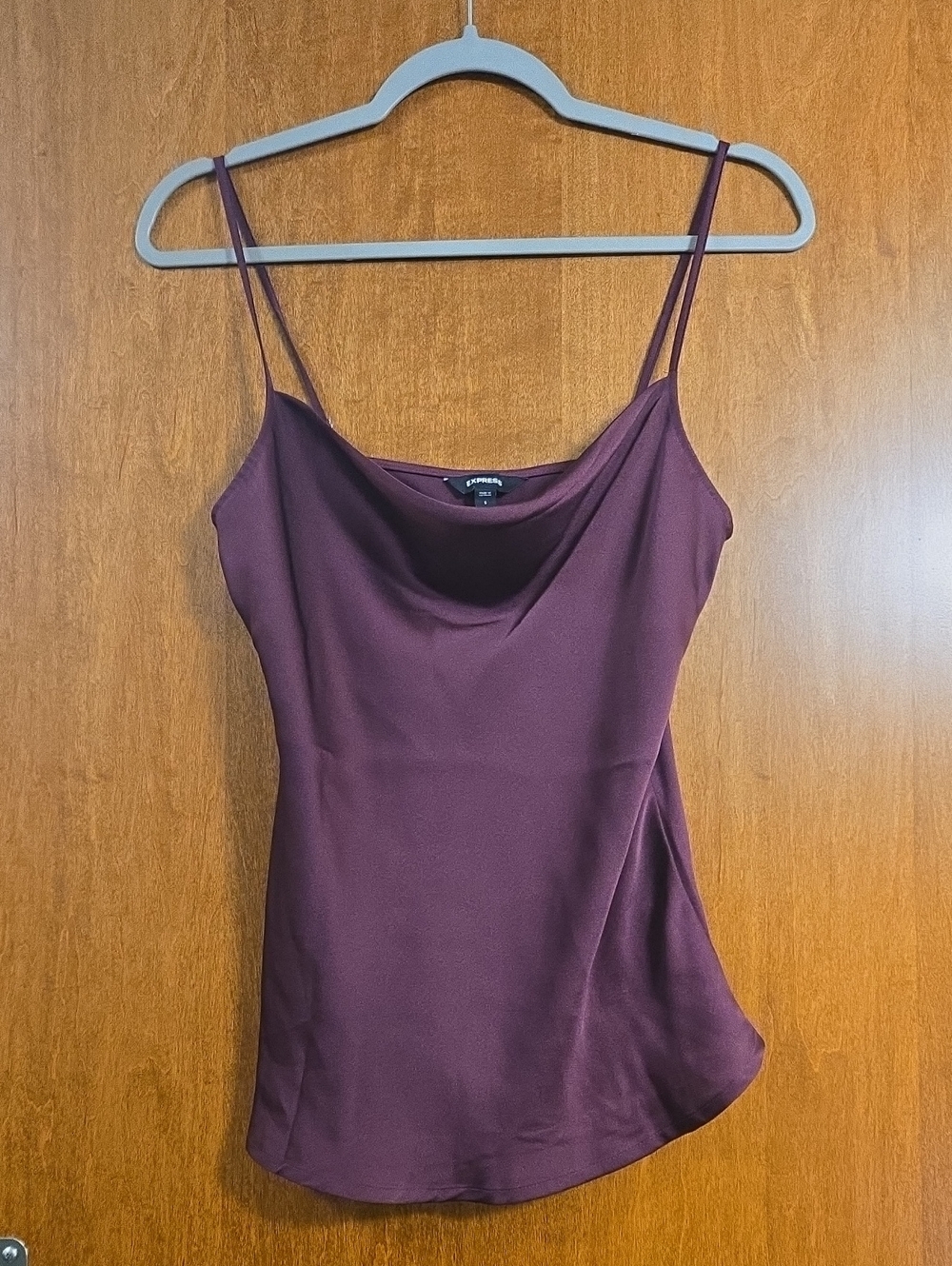 Express Wine Satin Going Out Top- Size Small